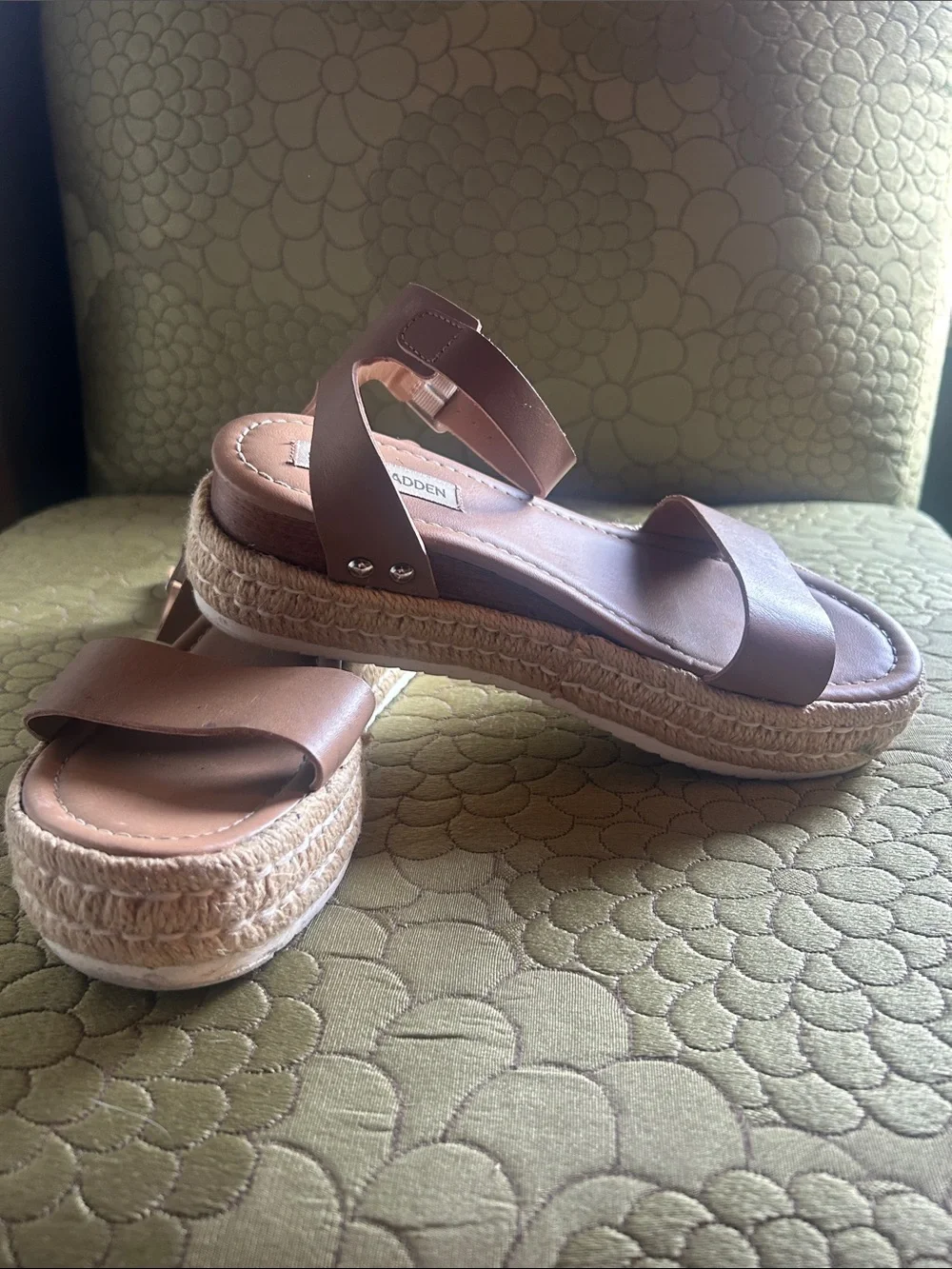 Steve Madden Tan Platform Espadrille Sandals with Ankle Strap
